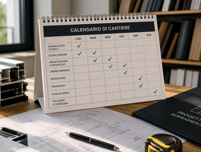 Calendario di cantiere THUNDRA con le fasi della posa pianificate